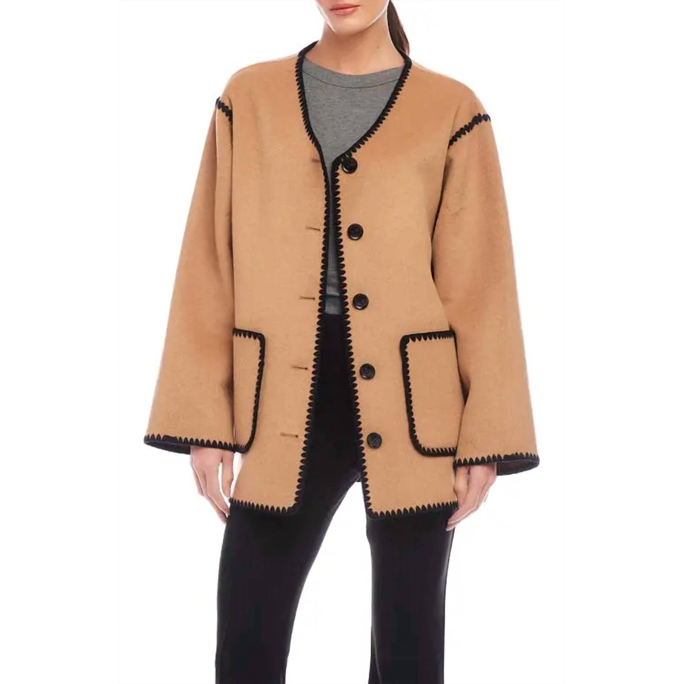 New Fifteen Twenty Nico Contrast Stitchwork Jacket In Camel